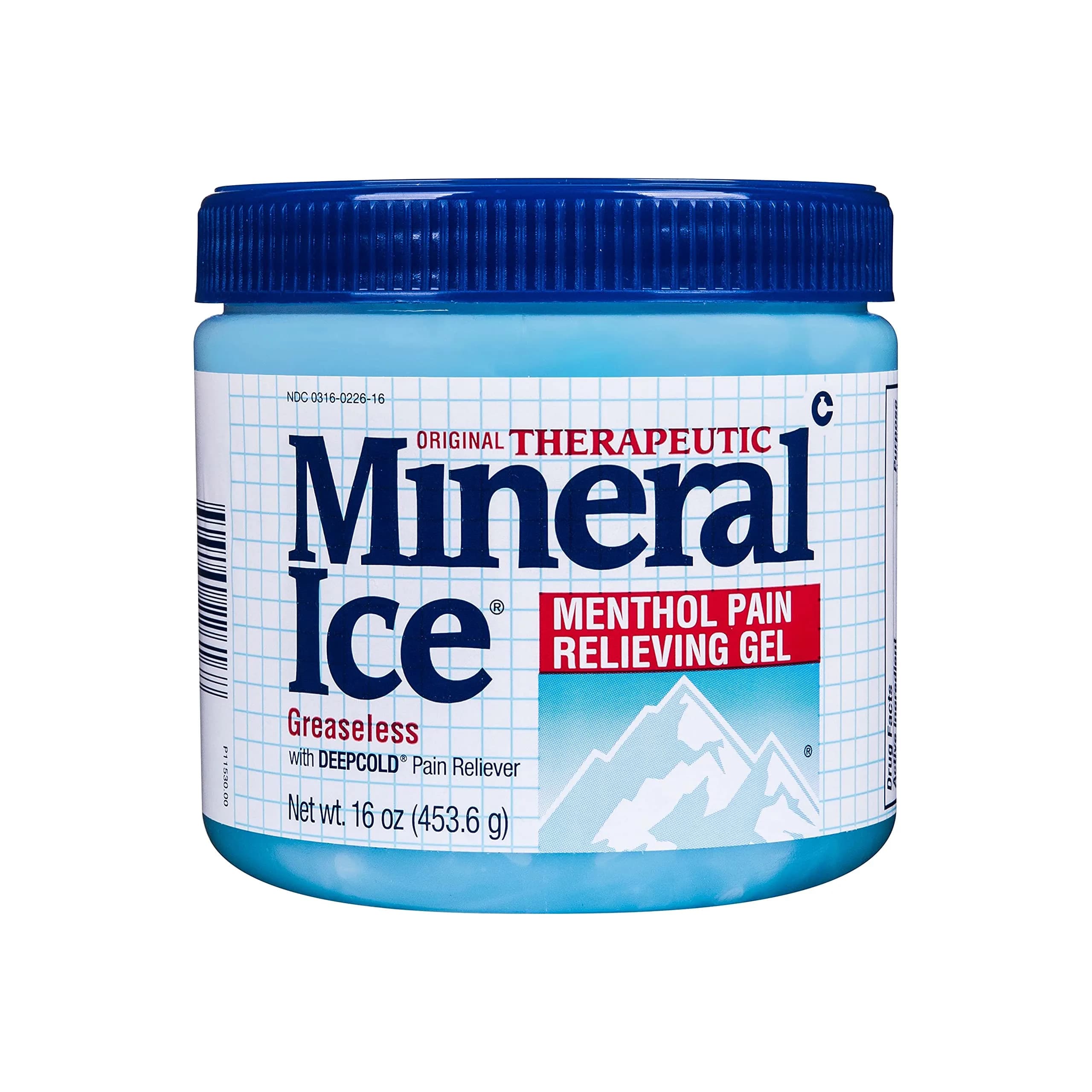 Mineral Ice Therapeutic Menthol Pain Relief Gel, 8 Oz | Greaseless, Fast-Absorbing, Cooling Relief for Muscles & Joints — Blue