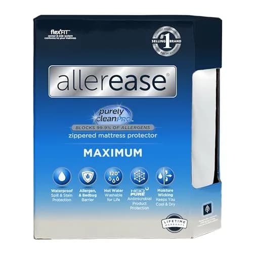Aller-Ease Maximum Allergy Mattress Protector Full Size 74.5" L x 53.5" W x 10" D | Waterproof & Breathable for Allergy Relief thumbnail 1