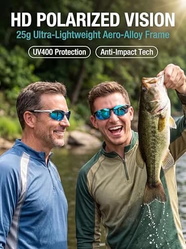 ATTCL Polarized Sunglasses Men Sports: UV Protection Anti Glare Wrap Around Lightweight Metal Sun Glasses Driving Fishing Golf Running Black Blue (64mm Lens Width) thumbnail 2