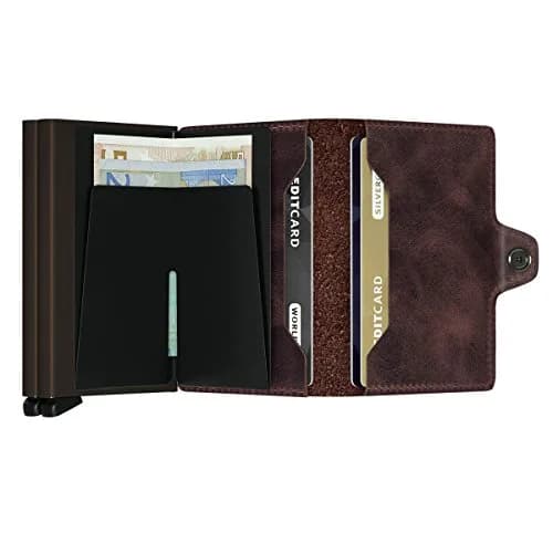SECRID Miniwallet Vintage Chocolate Genuine Leather RFID Protection Wallet 7cm (2.75in) x 10.2cm (4.02in) | Holds up to 16 Cards thumbnail 2