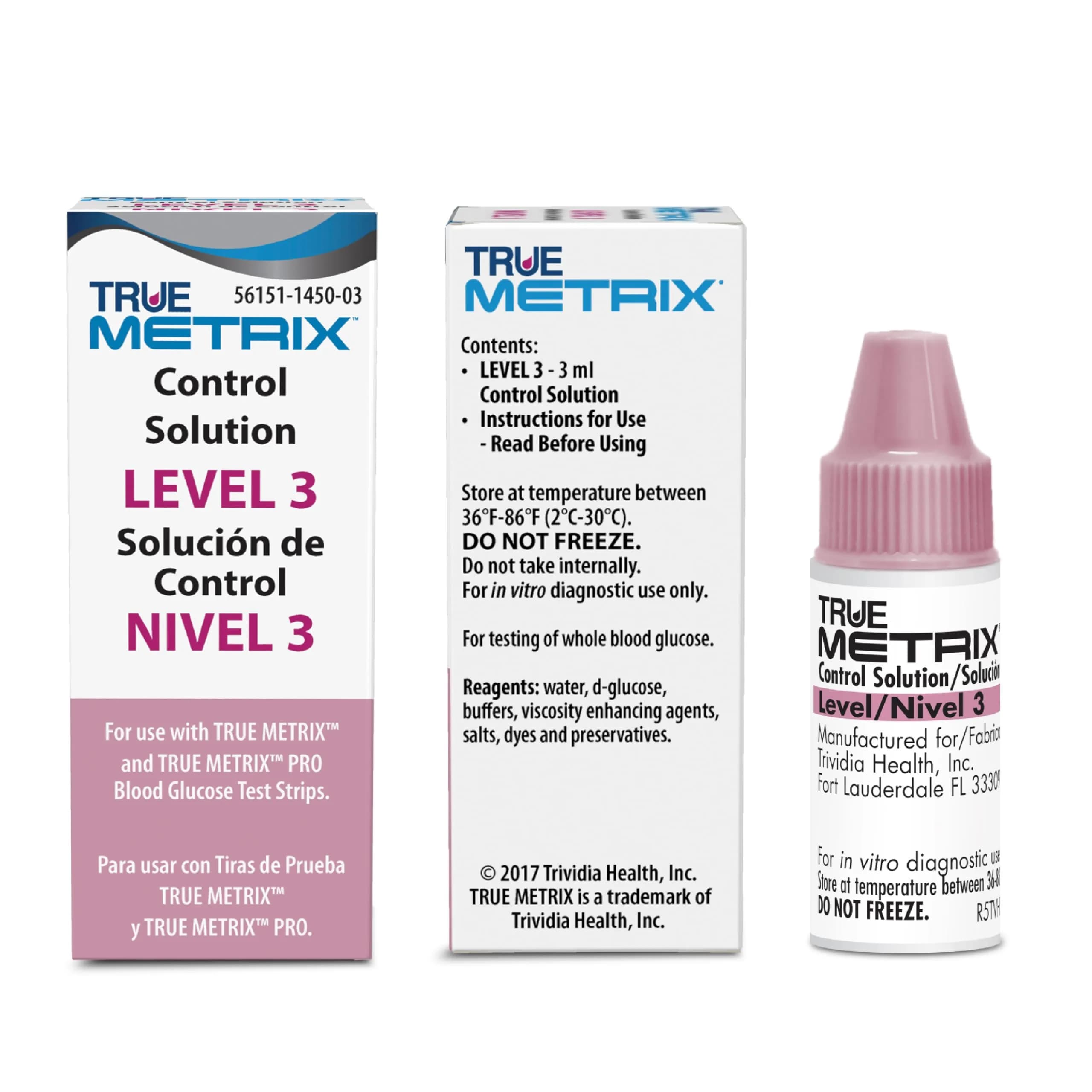 TRUE METRIX Control Solution Level 3 | 3 mL Bottle for Blood Glucose Testing - main product image