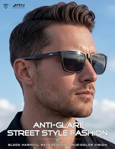 ATTCL Polarized Sunglasses for Men: UV400 Protection AL-MG Metal Rectangular Frame | Driving, Travel, Hiking thumbnail 3