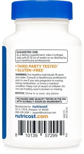 Nutricost Krill Oil 1000mg | Omega-3 EPA & DHA | 60 Softgels | Unflavored thumbnail 4