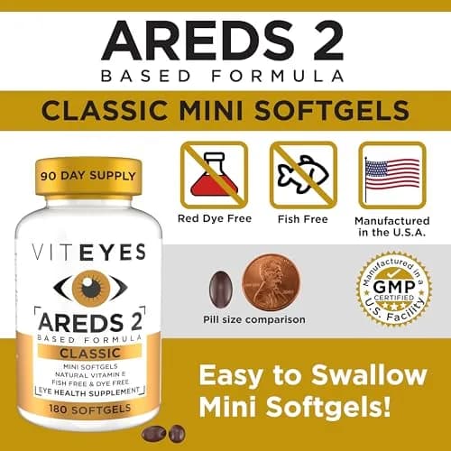 Viteyes AREDS 2 Classic Macular Health Formula Softgels 180 Count (Pack of 1) | Eye Health Vitamin to Support Macular Health thumbnail 6