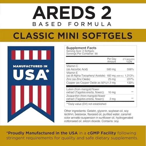 Viteyes AREDS 2 Classic Macular Health Formula Softgels 180 Count (Pack of 1) | Eye Health Vitamin to Support Macular Health thumbnail 7