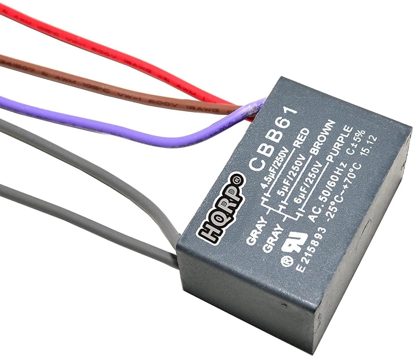 HQRP 4.5uf+5uf+6uf 5-Wire Motor Capacitor 250VAC (16µF Total) | Replacement for Harbor Breeze Ceiling Fan - main product image