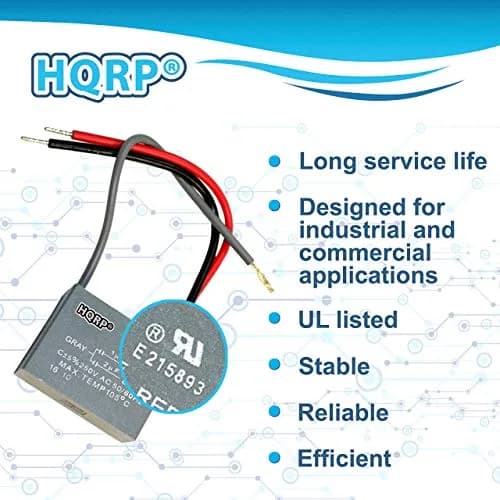 HQRP CBB61 Capacitor 8uF 250VAC 2-Wire for Harbor Breeze Ceiling Fan | UL Listed ±5% Tolerance thumbnail 2