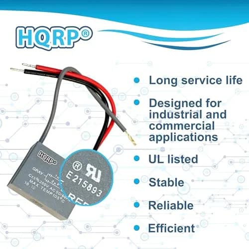 HQRP Capacitor Compatible with Harbor Breeze Ceiling Fan 10uf 2-Wire | UL Listed, 250VAC, Black thumbnail 4