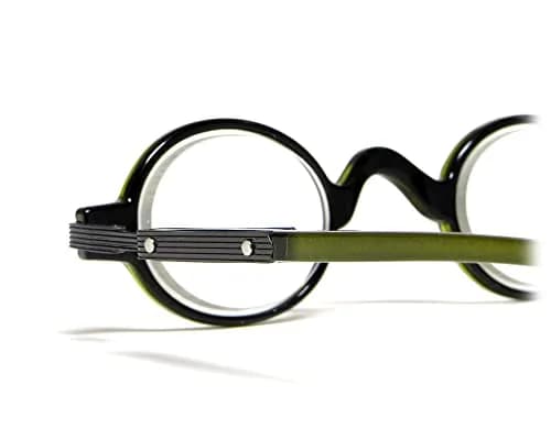 Calabria Unisex R314/R501S Metal Vintage Round Reading Glasses – Olive | Classic Professor Style Readers with Retro Frame Design | Eyewear | Magnification 1.00x thumbnail 5