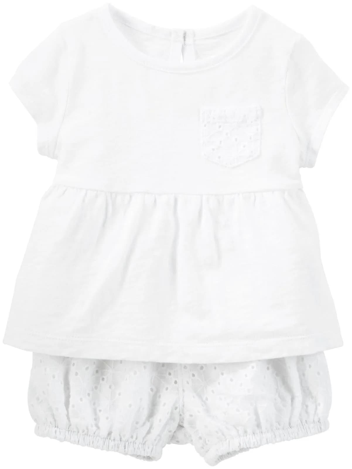 OshKosh B'Gosh Baby Girls' 2-Piece Pant Set - White, 12 Months | Lightweight Cotton Outfit — White