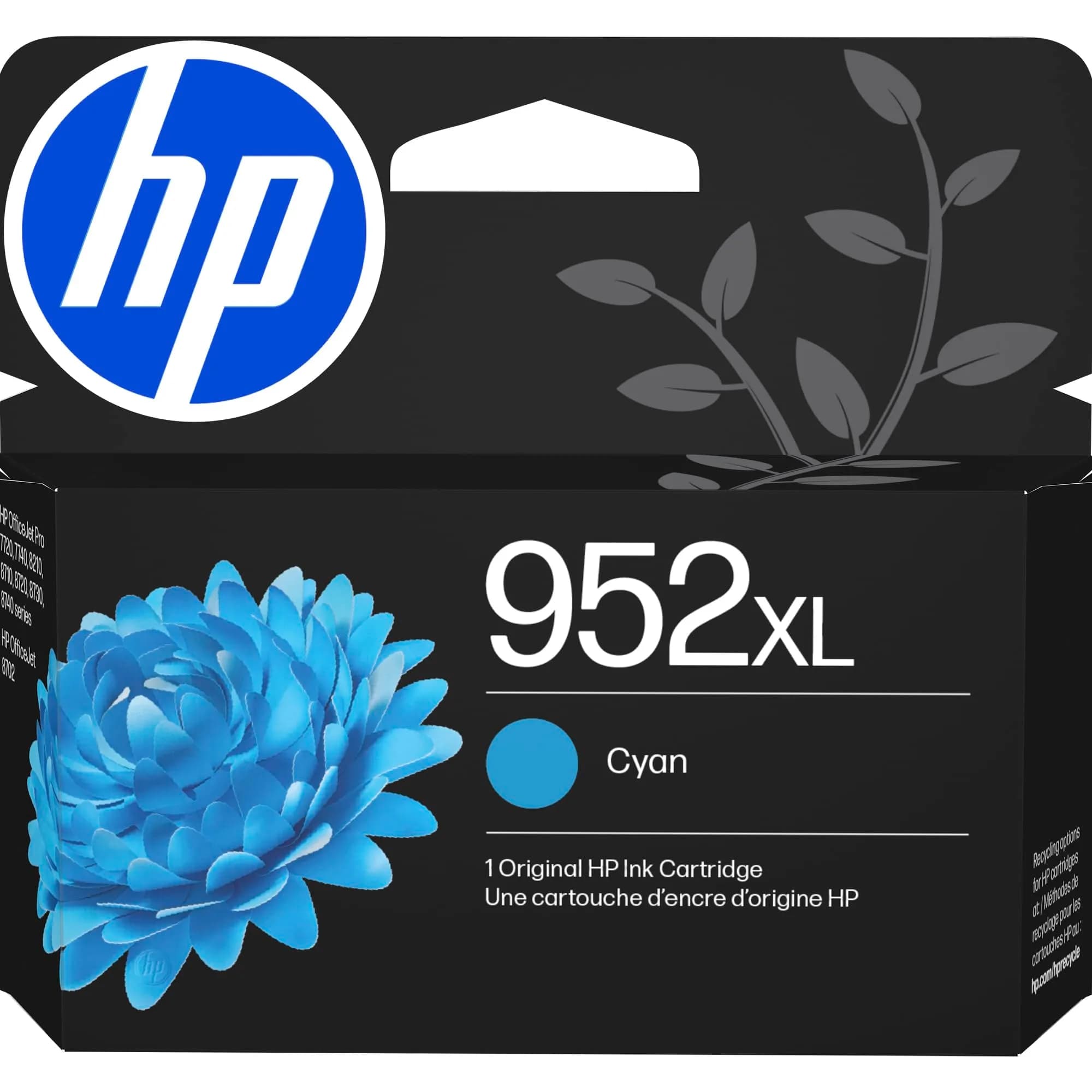 HP 952XL Cyan High-Yield Ink Cartridge | 1450 Pages | Genuine Inkjet Printer Ink - main product image