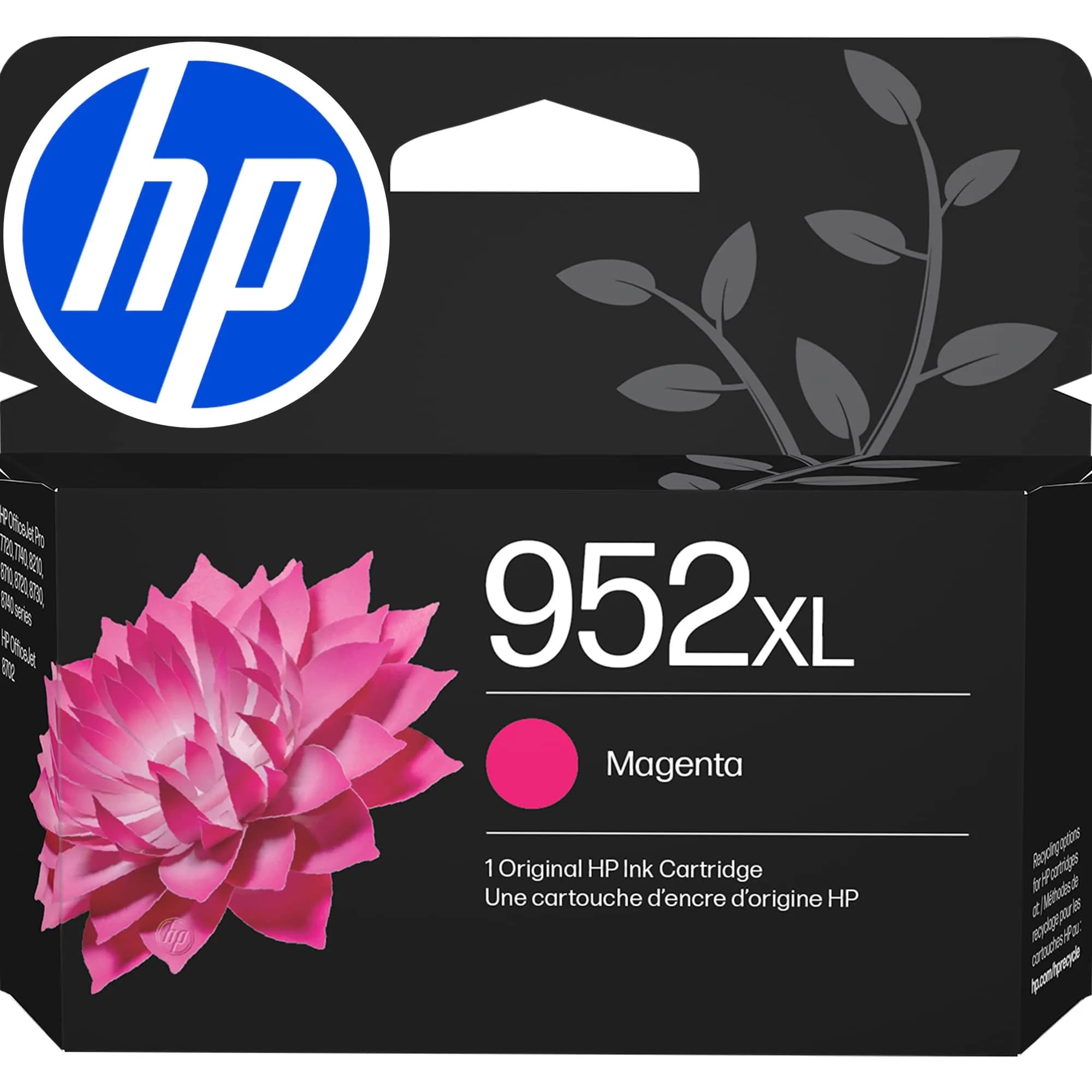 HP 952XL Cyan High-Yield Ink Cartridge | 1450 Pages | Genuine Inkjet Printer Ink — Magenta