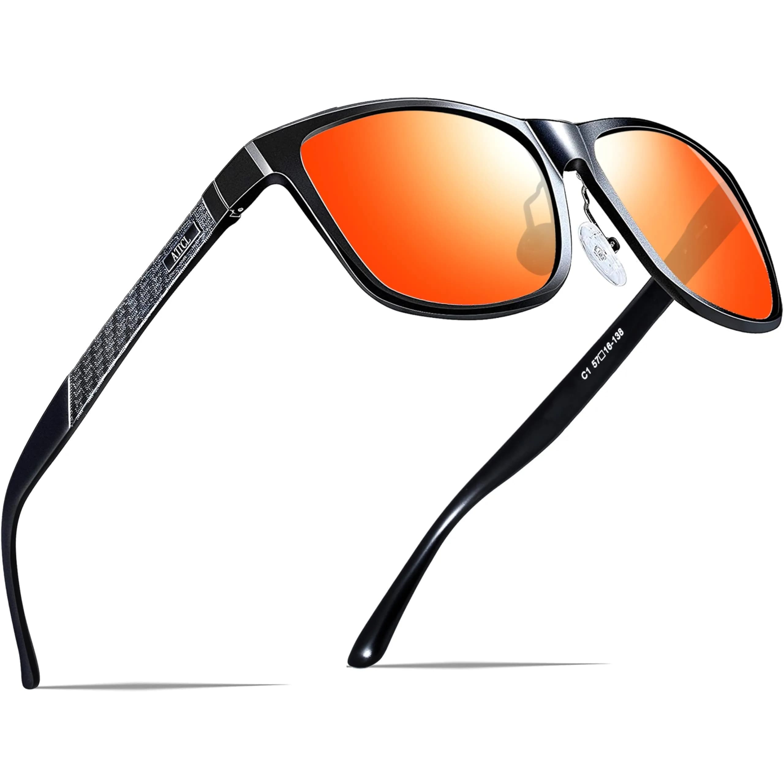 ATTCL Polarized Sunglasses for Men: UV400 Protection AL-MG Metal Rectangular Frame | Driving, Travel, Hiking — 2026-black-red /Mirrored