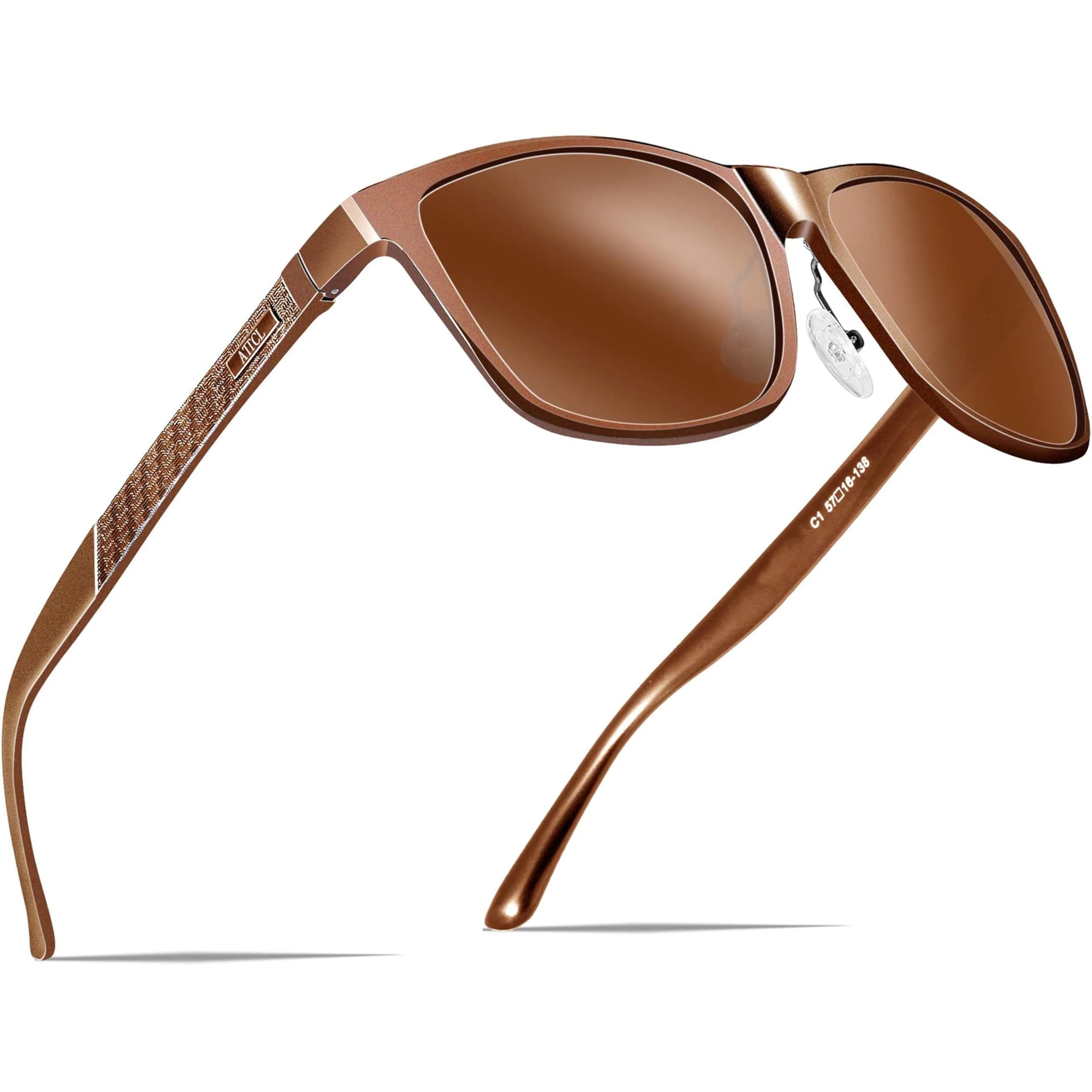 ATTCL Polarized Sunglasses for Men: UV400 Protection AL-MG Metal Rectangular Frame | Driving, Travel, Hiking — 2026-brown-brown /Not Mirrored