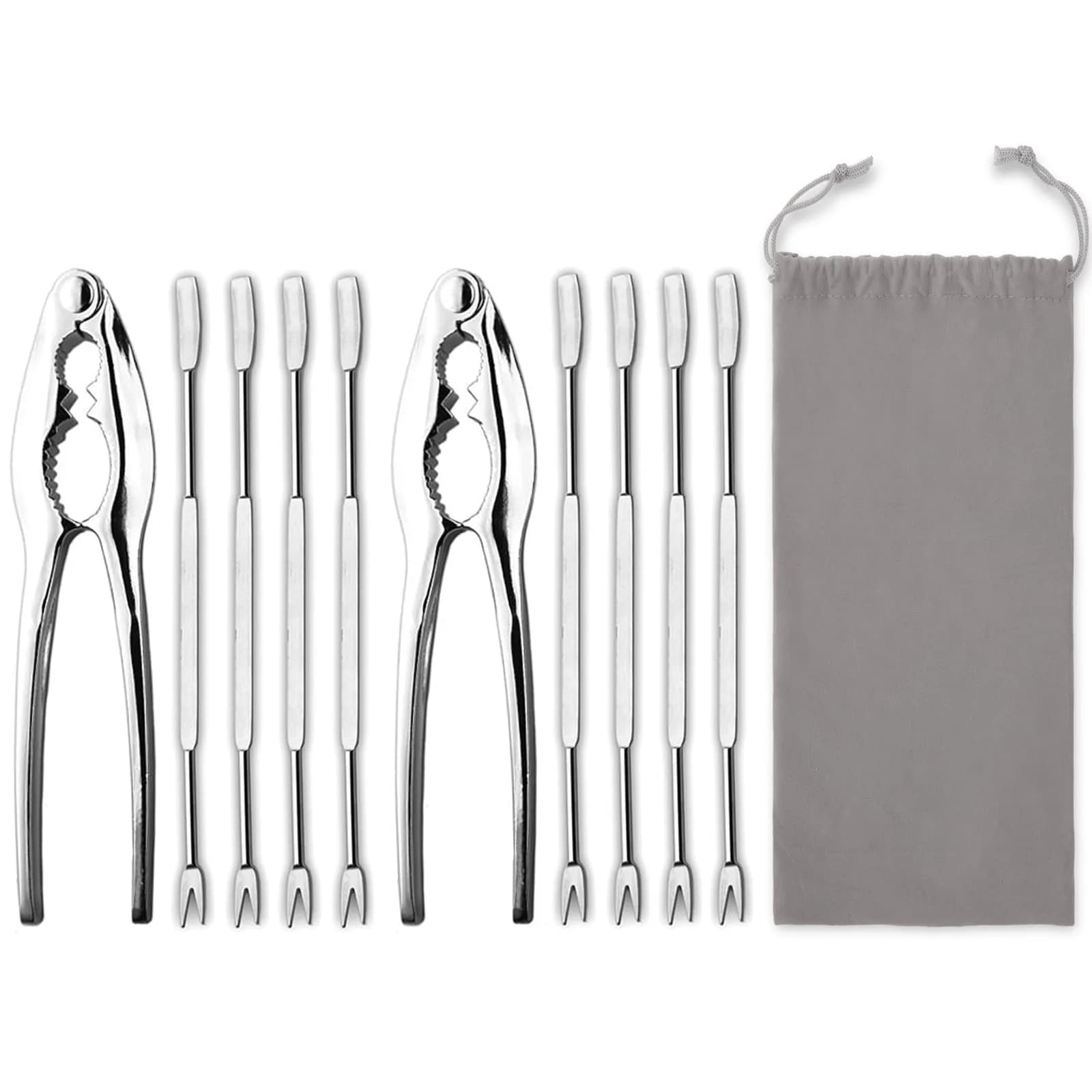 HIWARE Lobster Crackers and Picks Set, 10-Piece Stainless Steel Seafood Tools | Dishwasher Safe