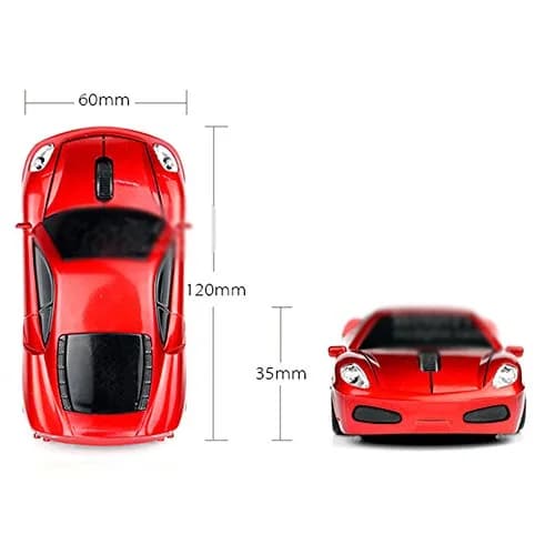 MGbeauty Wireless Mouse Sports Car Shape 120x60x35mm | 1600 DPI, Plug & Play, Compatible with Windows & Mac thumbnail 5