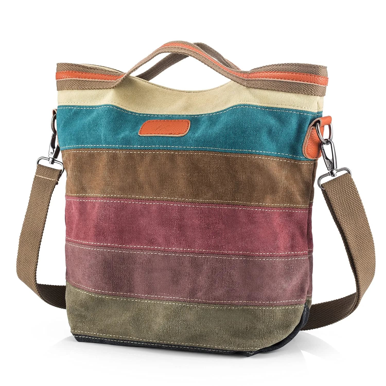 SNUG STAR Canvas Handbag Multi-Color Striped Lattice Cross Body Shoulder Purse Bag Tote for Women (Multi Color D) | Durable, Fashionable & Spacious — Casual