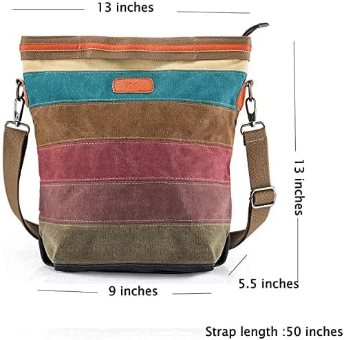 SNUG STAR Canvas Striped Lattice Tote Handbag for Women - 34cm (13") Height thumbnail 5
