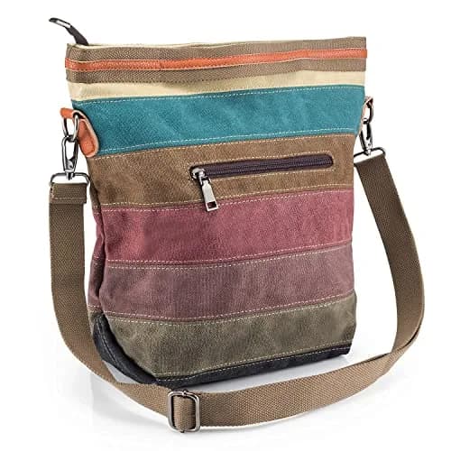SNUG STAR Canvas Striped Lattice Tote Handbag for Women - 34cm (13") Height thumbnail 3