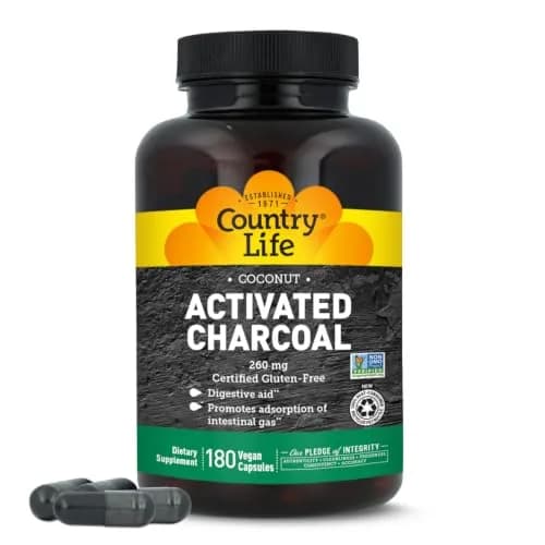 Country Life Coconut Activated Charcoal 260 mg | Vegan Capsules for Digestive Support thumbnail 1