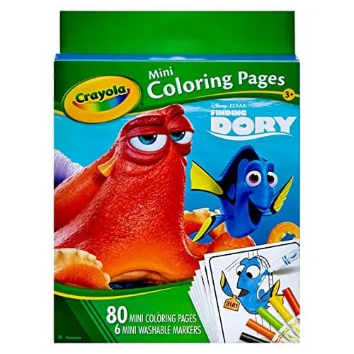 Crayola Finding Dory Mini Coloring Pages & Washable Markers Set | 80 Pages (3.5" x 5") & 6 Markers thumbnail 1