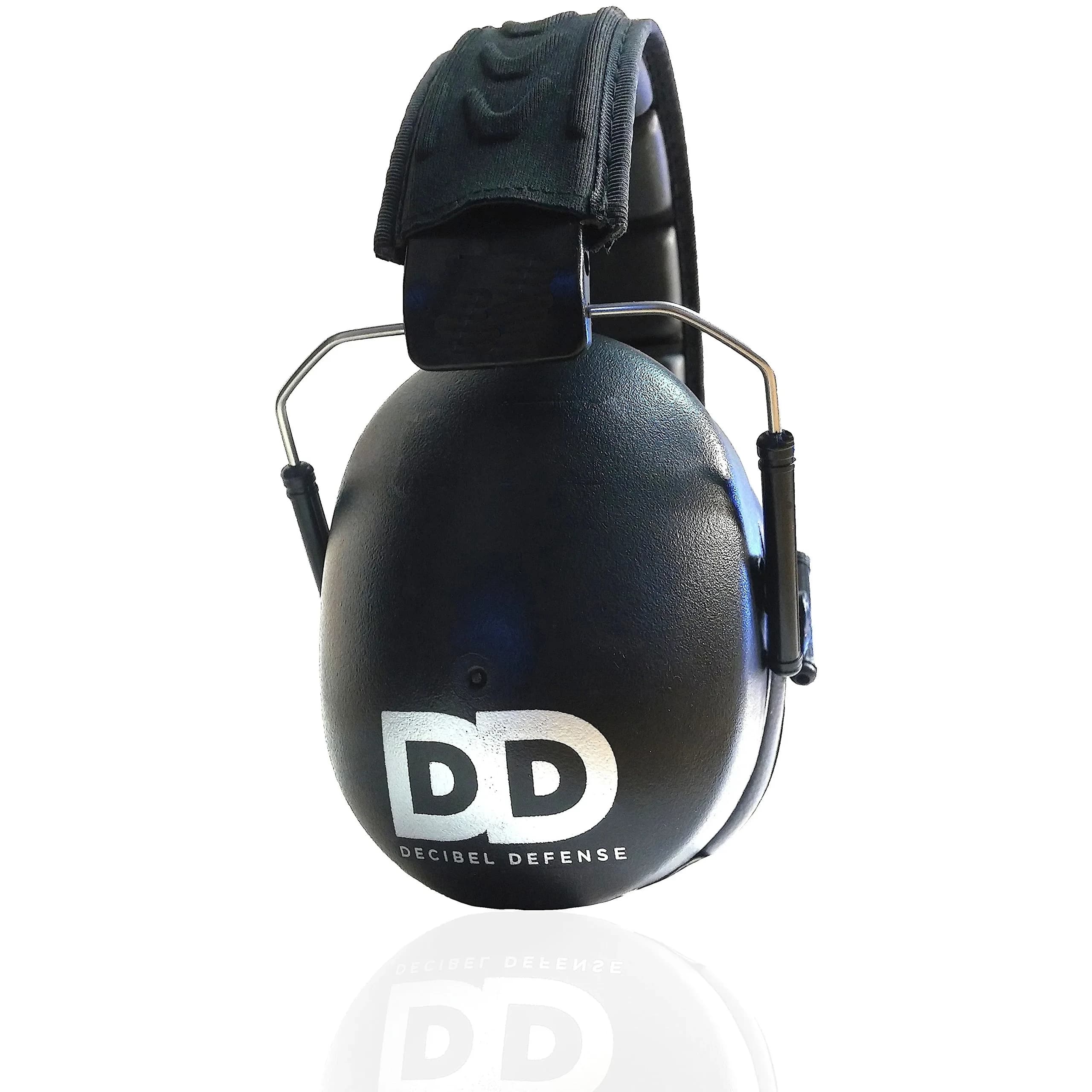 DECIBEL DEFENSE Ear Protection, 37 dB NRR Ear Muffs (HI-VIZ ORANGE) | Industry-leading noise reduction for shooting & industrial use — Black