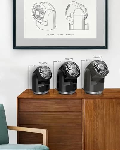 Vornado Flippi V6 Compact Air Circulator Fan, Quiet Portable Travel Fan for Office or Bedroom, Adjustable Head, 2 Speeds, Vintage White thumbnail 6