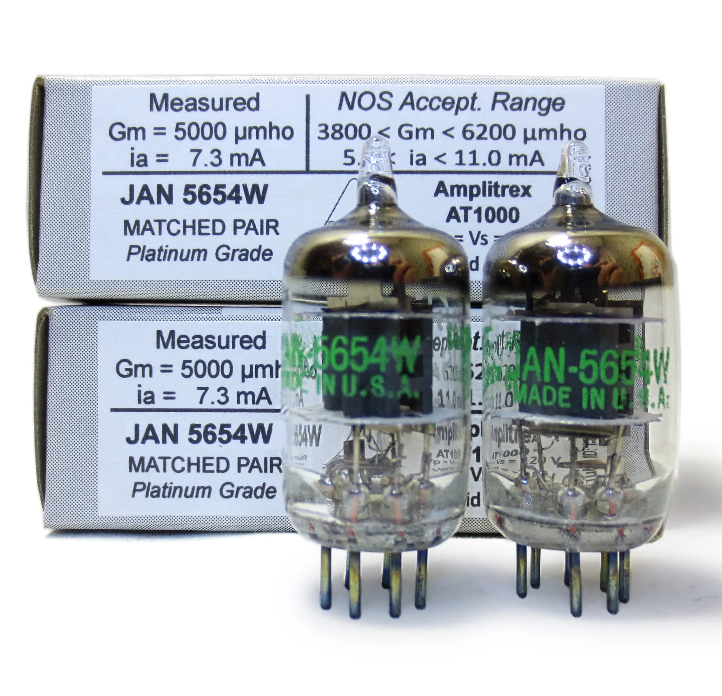 Riverstone Audio Tested/Matched Pair (2 Tubes) 7-Pin JAN 5654W Vacuum Tubes - Platinum Grade Upgrade for 6AK5 / 6J1 / EF95