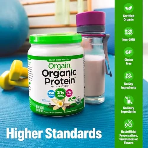 Orgain Organic Vegan Protein Powder Vanilla Bean 463g (1.02 lb) | 21g Plant Protein Per Serving thumbnail 3