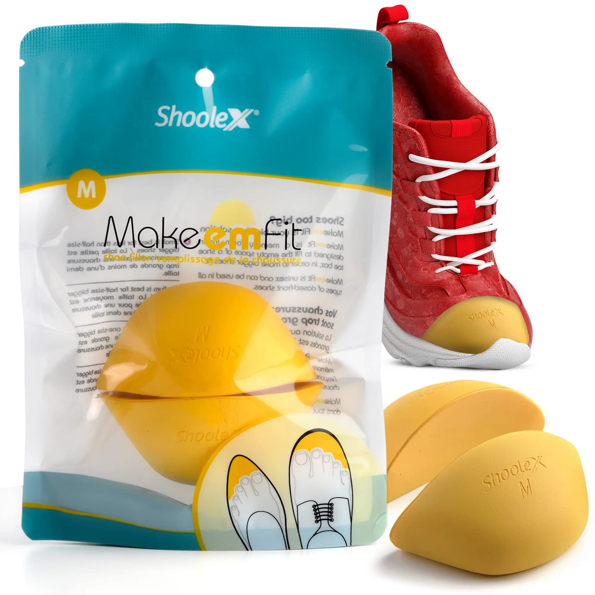 Shoolex Make Em Fit Shoe Filler for Too Big Shoes | Memory Foam Toe Cushion Inserts for Men & Women - main product image