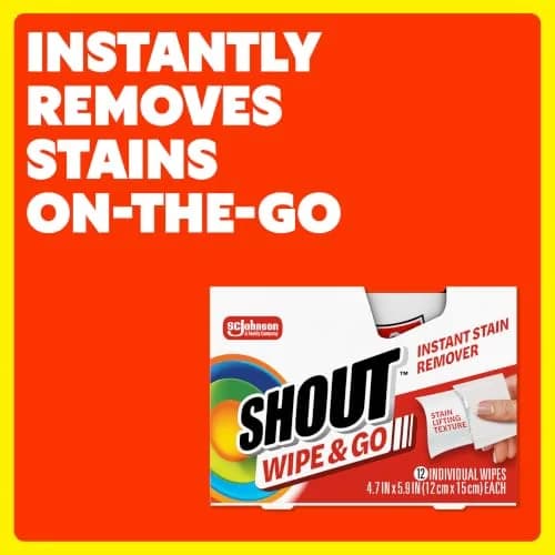 Shout Wipe & Go Instant Stain Remover Wipes 144 Count | Portable Stain Solution for On-the-Go Messes thumbnail 2