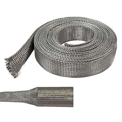 Electriduct 1/4" Tinned Copper Metal Braid Sleeving 0.16" Dia | Flexible EMI RFI Shielding Wire Mesh (25 Feet) thumbnail 1