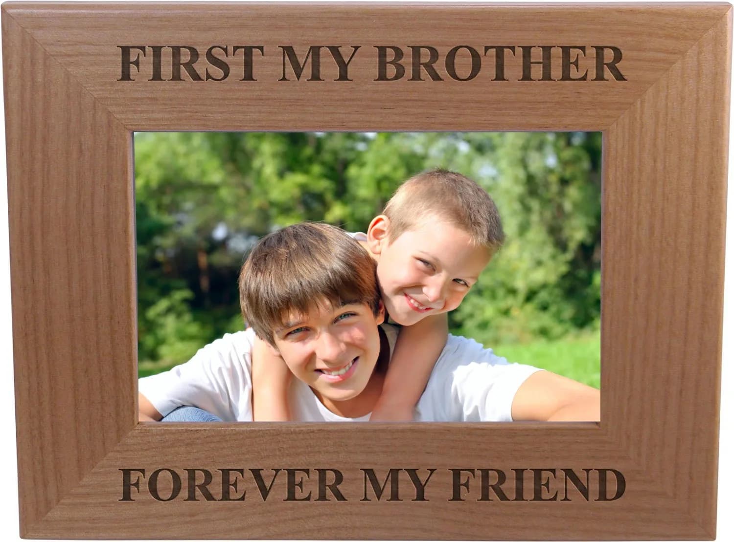CustomGiftsNow First My Brother Forever My Friend 4x6 Inch Wood Picture Frame | Classic Wall & Tabletop Gift
