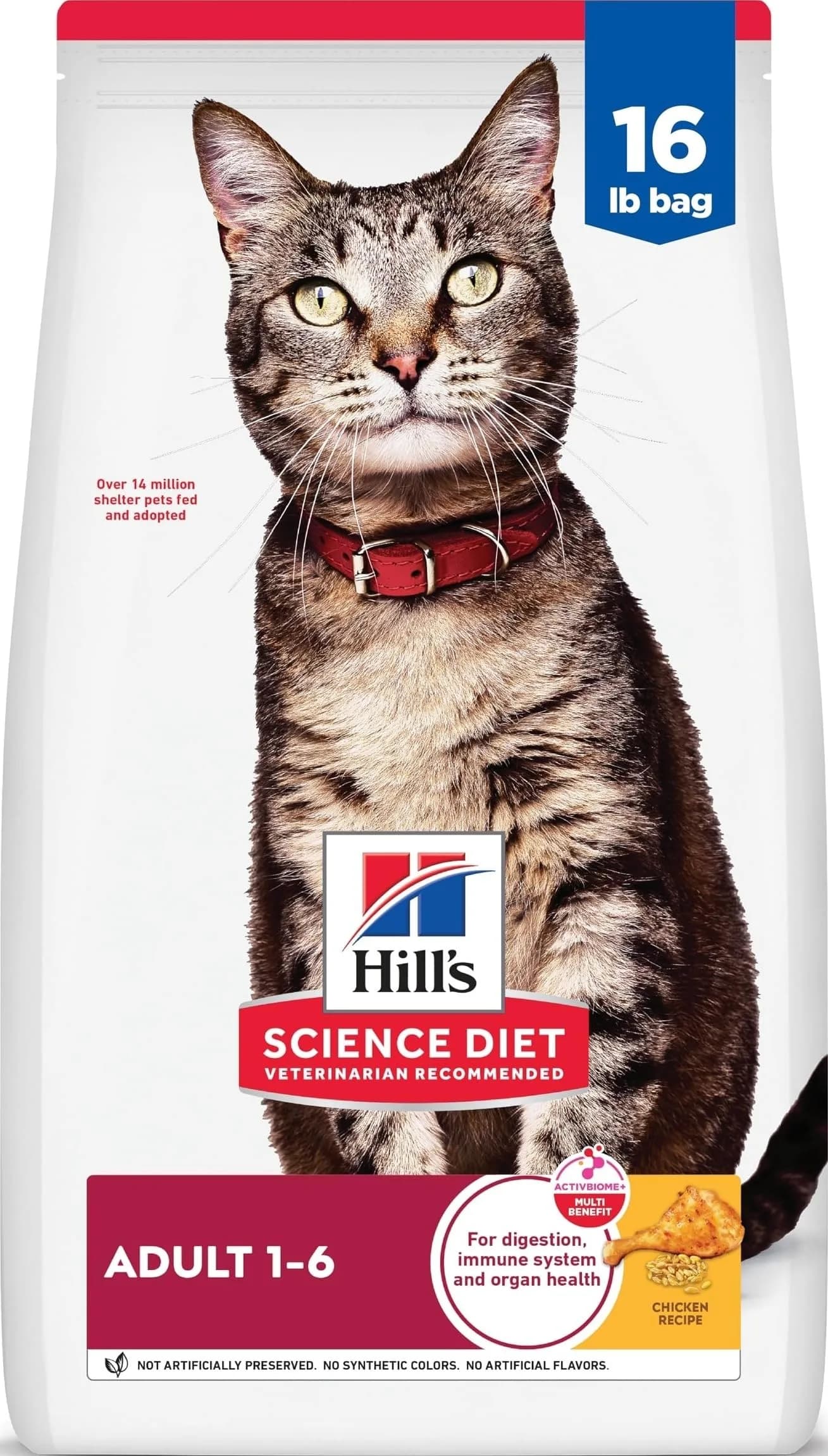 Hill's Science Diet Adult 1-6 Dry Cat Food, Chicken Flavor, 7.26 kg (16 lb) | Veterinarian Recommended