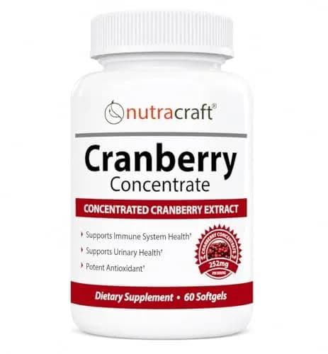 Nutracraft Cranberry Extract Supplement 50:1 with Vitamin C & E - 60 Softgels | Supports Urinary Tract Health & Immune Function thumbnail 1