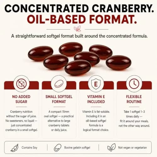 Nutracraft Cranberry Extract Supplement 50:1 with Vitamin C & E - 60 Softgels | Supports Urinary Tract Health & Immune Function thumbnail 6