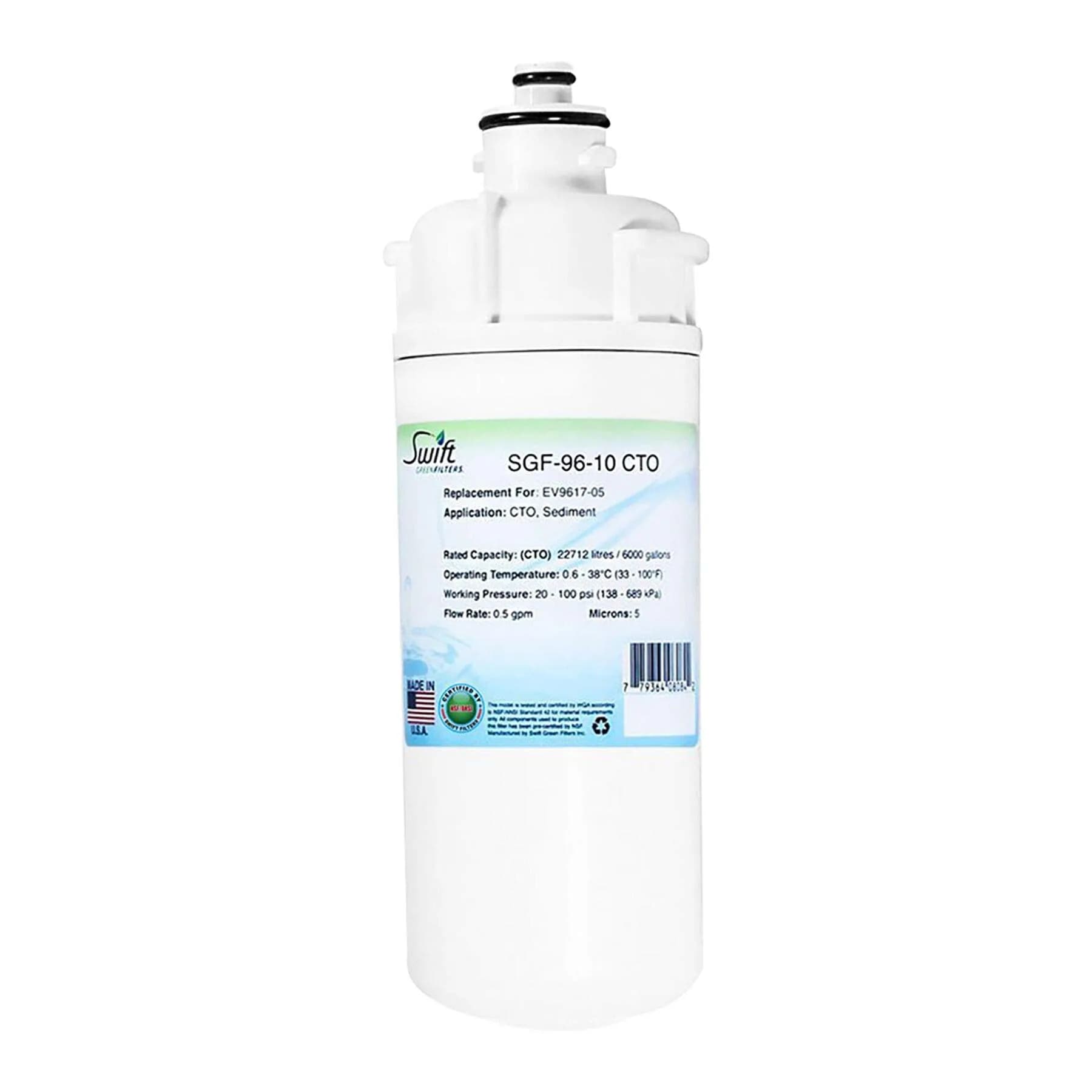 Swift Green Filters SGF-96-10 CTO Compatible Commercial Water Filter Cartridge 1 Pack | Reduces Chlorine & Sediment, Made in USA - main product image