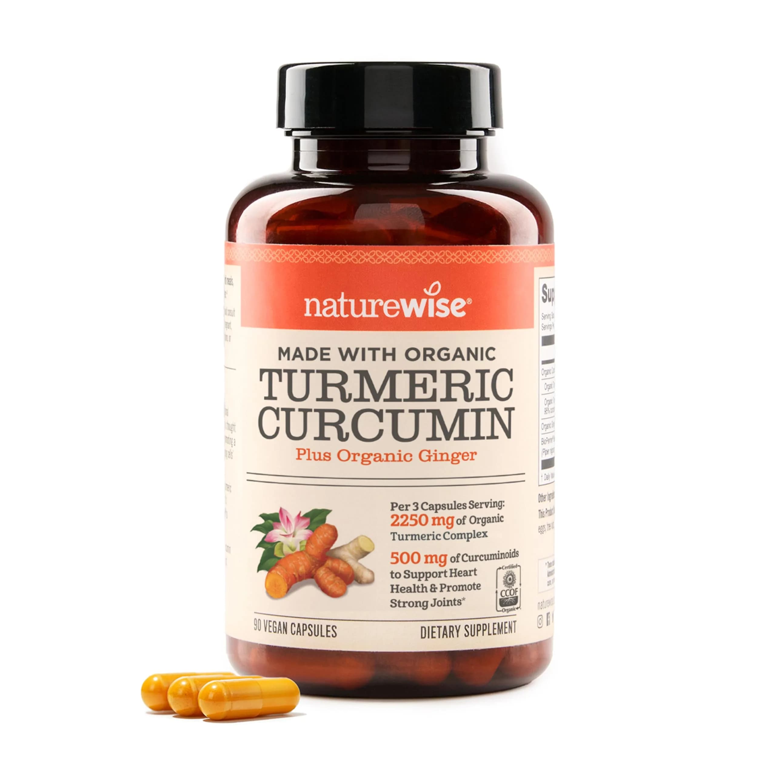NatureWise Turmeric Curcumin 2250mg Supplement with BioPerine, 90 Capsules | Supports Joint & Wellness - main product image