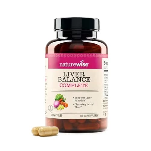 NatureWise Liver Balance Detox Supplement - Vegan, 120 Capsules | Supports Liver Function & Cleansing thumbnail 1