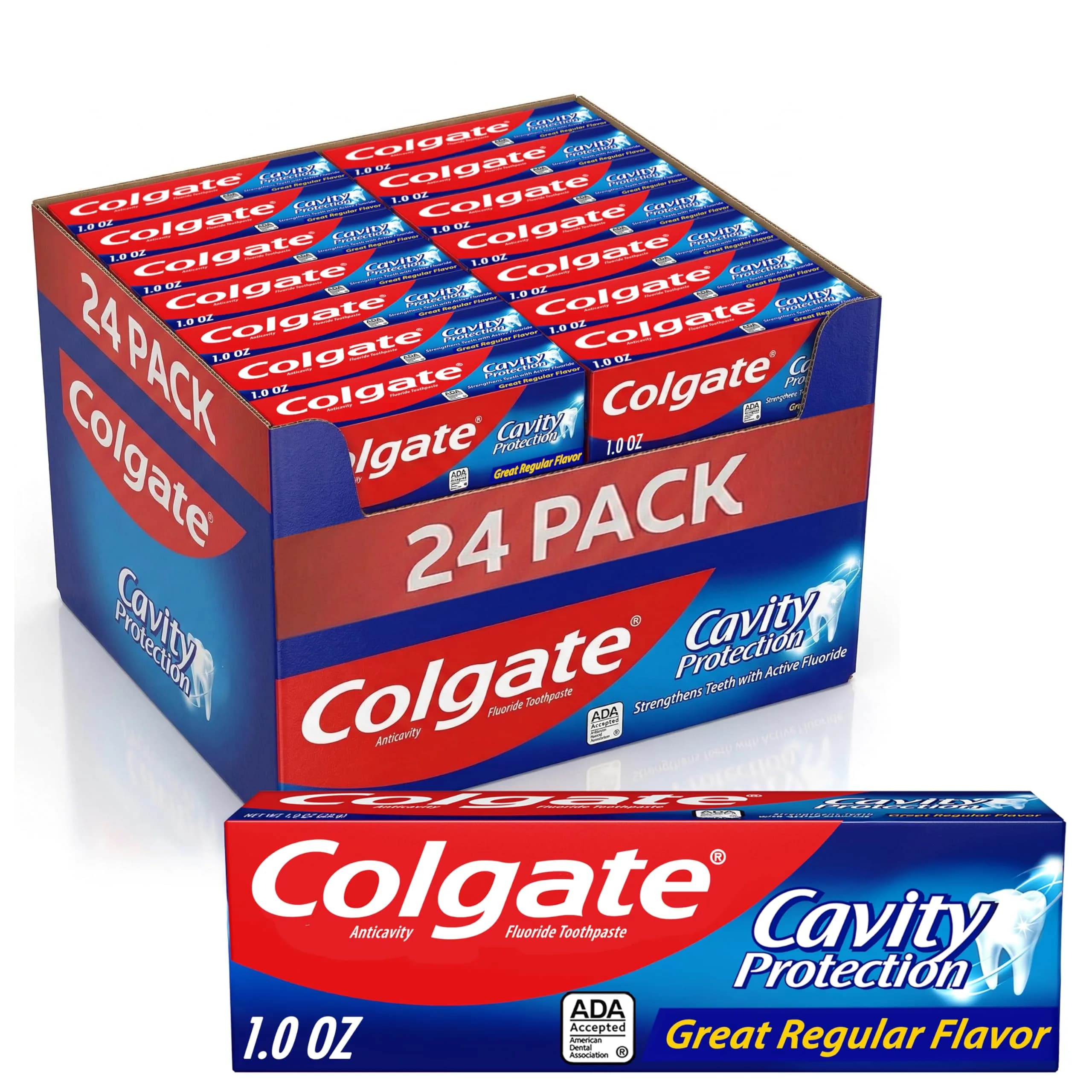 Colgate Cavity Protection Fluoride Toothpaste, Great Regular Mint, 6 x 6 oz (170 g) | ADA Accepted Anticavity Formula — 1 Ounce / Toothpaste