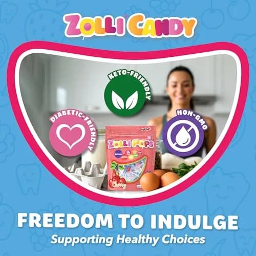 Zollipops Sugar-Free Cherry Flavor Clean Teeth Pops 95g (3.1 oz) | Dentist-Approved Sugar-Free Lollipops thumbnail 5
