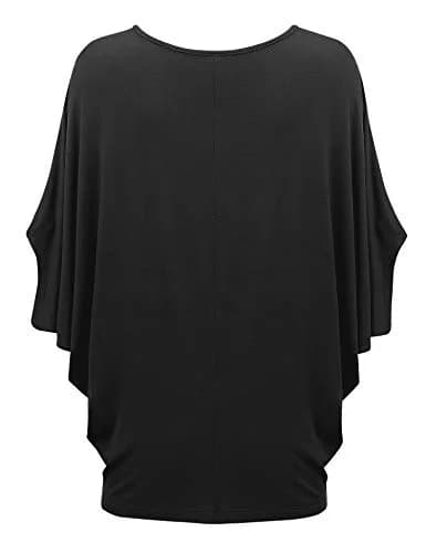 Made By Johnny Women's Dolman Batwing Sleeve Top – Soft Stretch Loose Fit Tunic Blouse for Everyday Wear XL Black thumbnail 3
