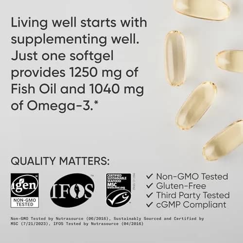 Sports Research Omega-3 Fish Oil 1250mg 180 Softgels | Wild Alaska Pollock | Heart & Brain Support thumbnail 4
