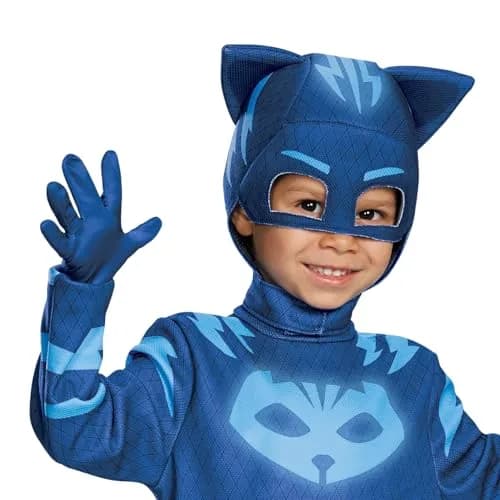 Disguise PJ Masks Catboy Deluxe Costume Jumpsuit with Mask, Toddler Size Small (2T) | Glow-in-the-Dark Details thumbnail 2