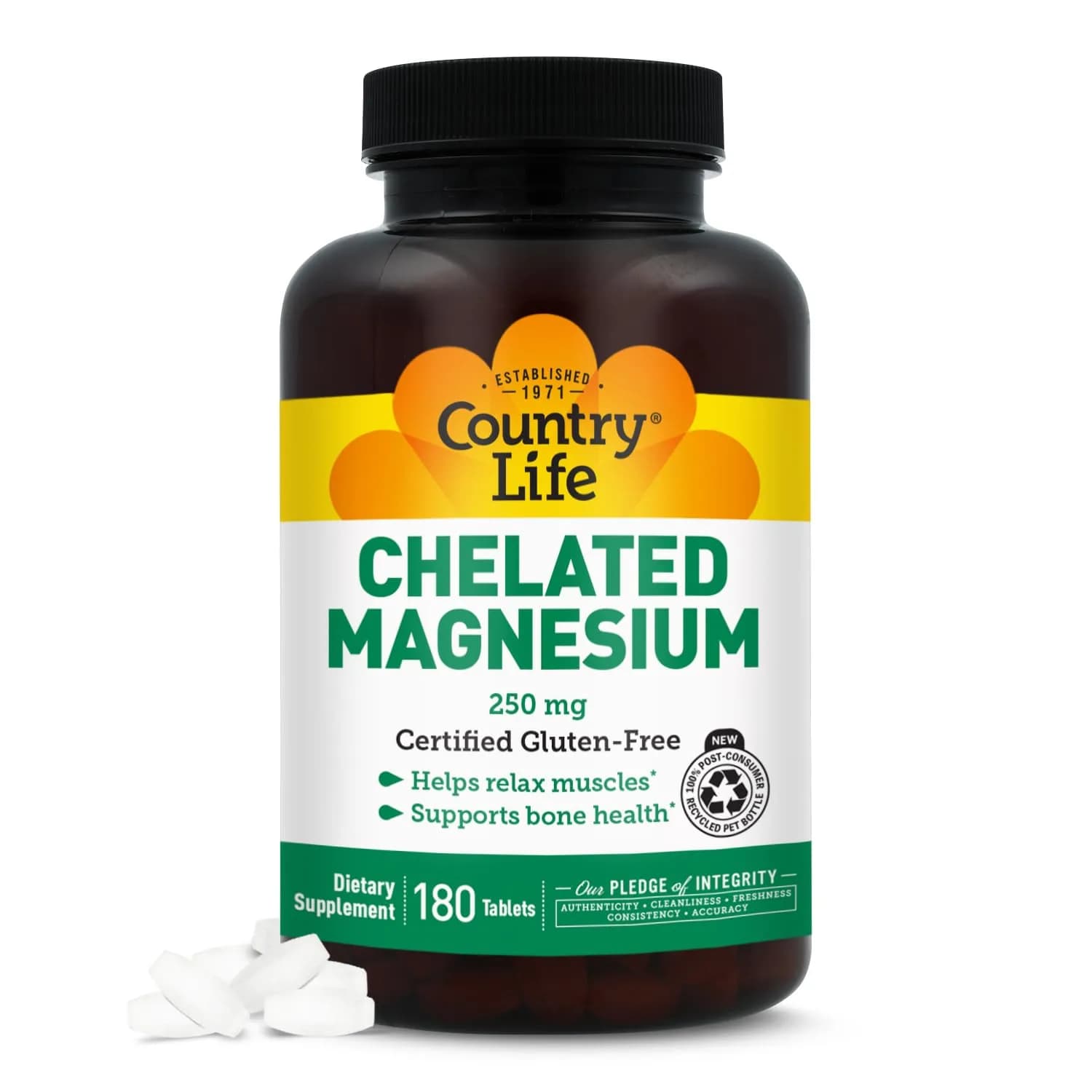 Country Life Chelated Magnesium 250 mg 180 Tablets - main product image