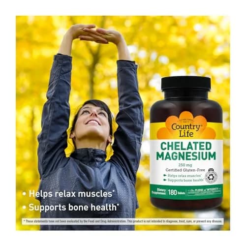 Country Life Chelated Magnesium 250 mg 180 Tablets thumbnail 4