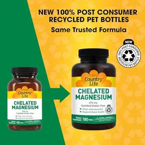 Country Life Chelated Magnesium 250 mg 180 Tablets thumbnail 2