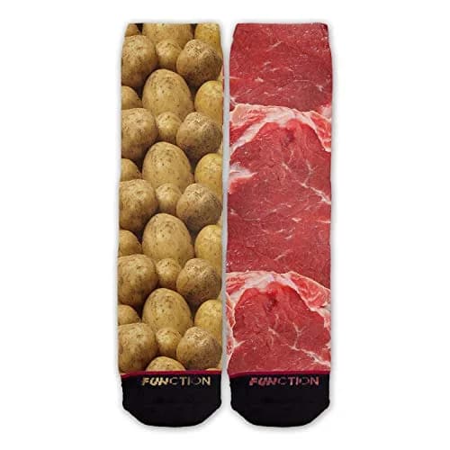 Function - Steak and Potatoes Fashion Socks | All-Over Graphic Print, Crew Length, Unisex (6-12 Men) thumbnail 2