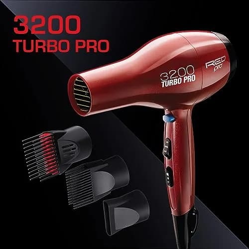 RED Pro 3200 Turbo Pro Detangler AC Hair Dryer | 3 Heat/2 Speed, Cool Shot, 3 Attachments thumbnail 2