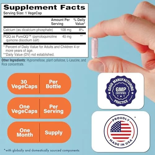 Health Thru Nutrition PQQ 40mg Pyrroloquinoline Quinone 30 Count (1.5 oz) | Supports Mitochondrial Biogenesis thumbnail 2